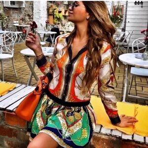 Zara Orange and Gold Patterned Fabric